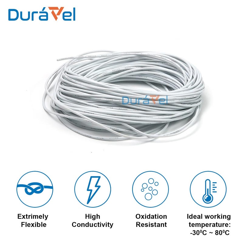 Duravel Electrical Wire Cable for Power Transmission - White 1.5mm, 10 Meter - Image 4